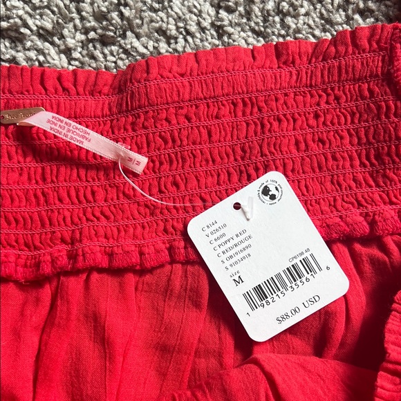 Free People Red One-Shoulder High-Waist Shorts Romper - Picture 5 of 5